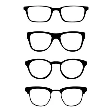 Set of glasses isolated on white background. Vector glasses model icons Stock Illustration