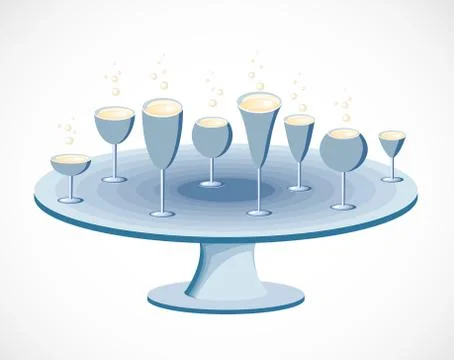 Set of glasses on a table. Vector Stock Illustration