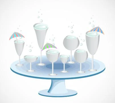 Set of glasses on a table. Vector Illustrazione stock