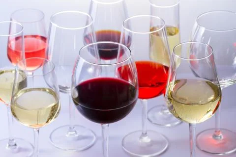 Set of glasses with wine Stock Photos