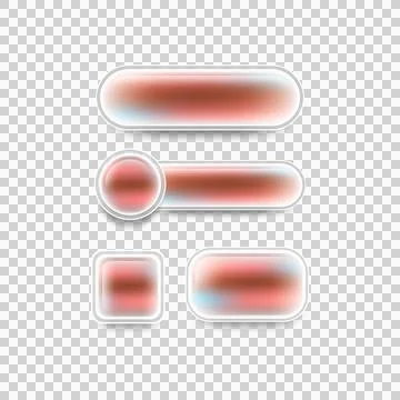 Set of Glassmorphism blur button icon shape element concept Stock Illustration