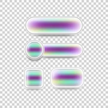 Set of Glassmorphism blur button icon shape element design Stock Illustration