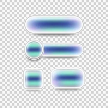 Set of Glassmorphism blur button icon shape element graphic Stock Illustration