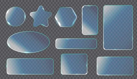 Set of glassmorphism geometric elements Stock Illustration