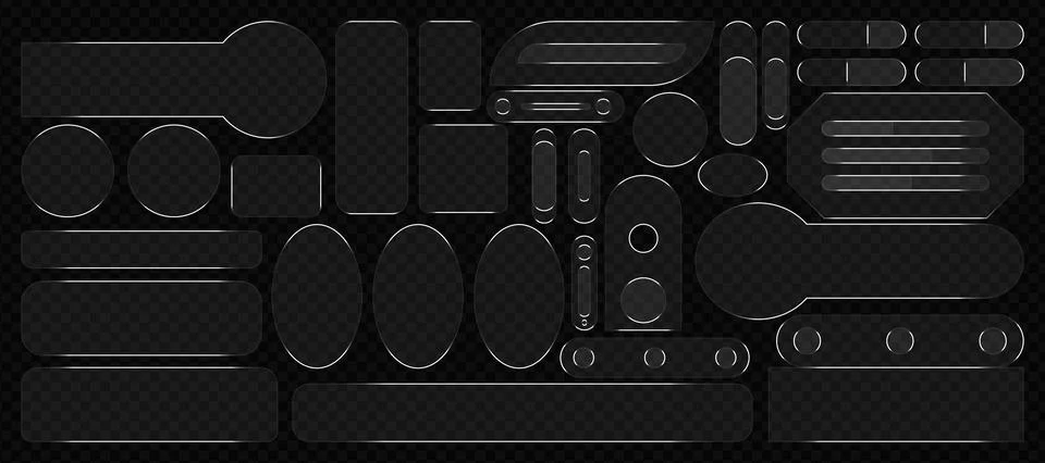 Set of glassmorphism ui elements and buttons 스톡 일러스트