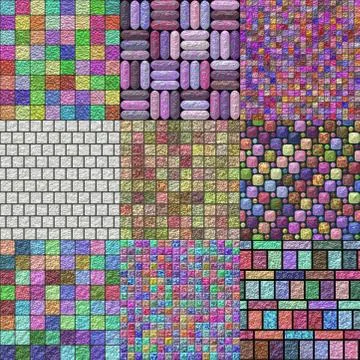 Set of glazed tiles seamless generated textures Stock Illustration