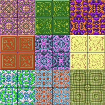 Set of glazed tiles seamless generated textures Stock Illustration