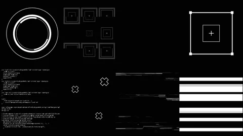 Set of Glitch Elements Effect - Circle, Square, Text, Cross, TV Noise, Error. Stock Footage 143474169