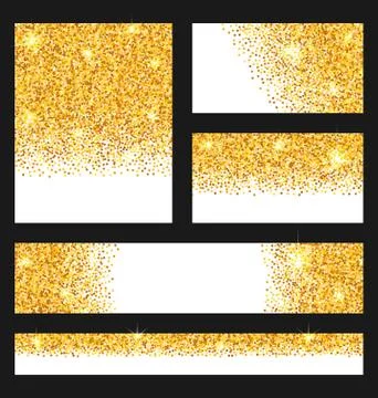 Set of Glitter Cards. Golden Surface. Copy Space for Your Text Illustrazione stock