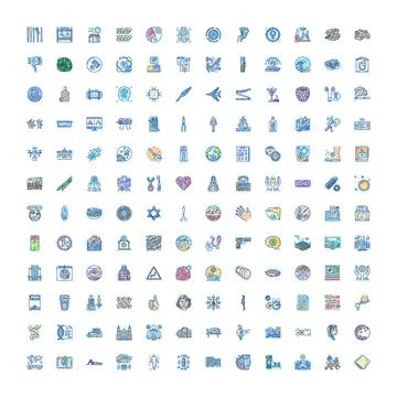 Set of global business and technology icons イラスト素材