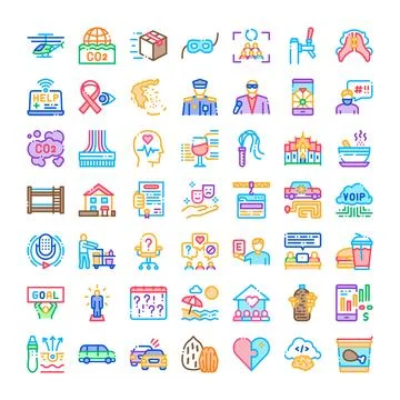 Set of global issues and social challenge icons Stock Illustration