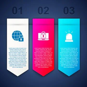 Set Global lockdown, Laptop and and Motion sensor. Business infographic template Stockillustratie