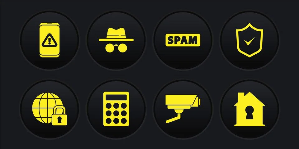 Set Global lockdown, Shield with check mark, Password protection, Security 스톡 일러스트