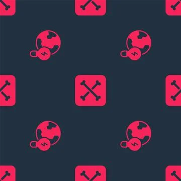 Set Global planet with bulb and Archeology on seamless pattern. Vector Illustrazione stock