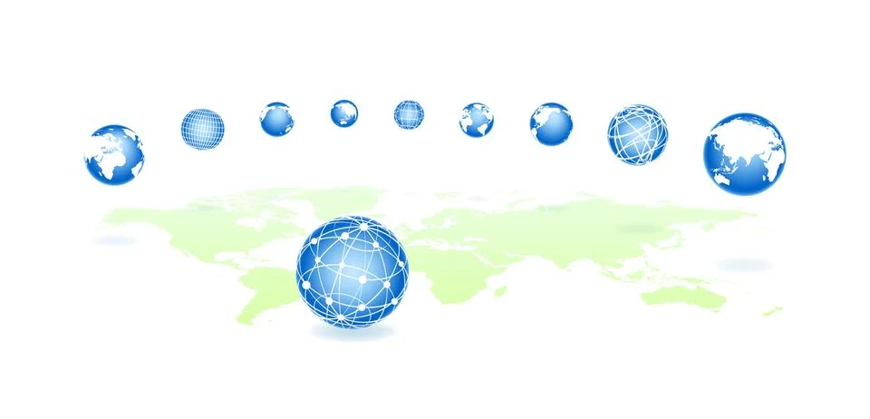 Set global spheres on a map Illustration
