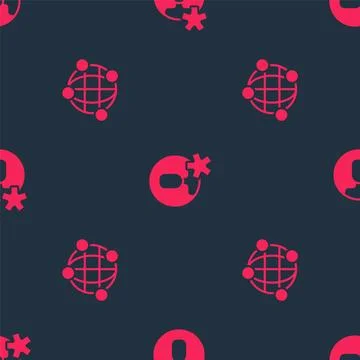 Set Global technology and Elected employee on seamless pattern. Vector Illustrazione stock