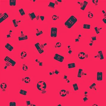 Set Global technology, Network cloud connection, Air conditioner and LTE network Stock Illustration