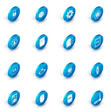 Set Global technology or social network, Processor, Project team base, Virtual Illustrazione stock