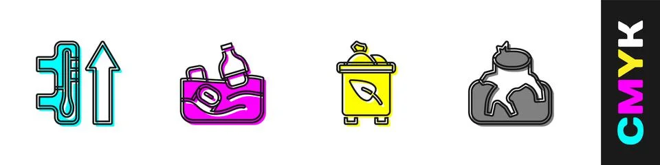 Set Global warming, Problem pollution of the ocean, Recycle bin with recycle and Stock-Illustration