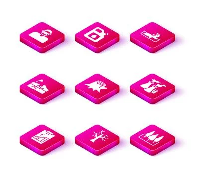 Set Global warming, Withered tree, Earthquake, Tree stump, Forest, Smoke from Ilustración de archivo