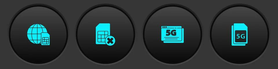 Set Globe 5G Sim Card, card rejected, network and icon. Vector 스톡 일러스트