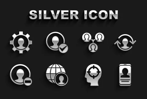 Set Globe and people, Human resources, Mobile with resume, Head hunting, Cr.. Illustrazione stock
