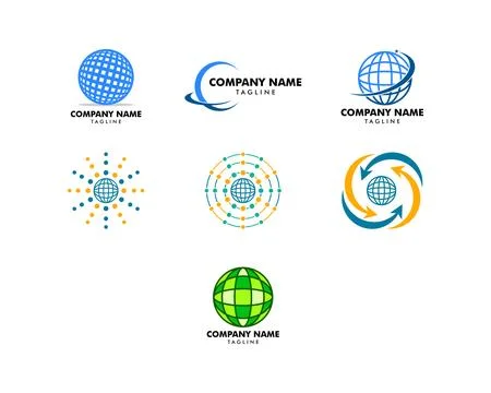 Set of Globe design logo template Stock Illustration