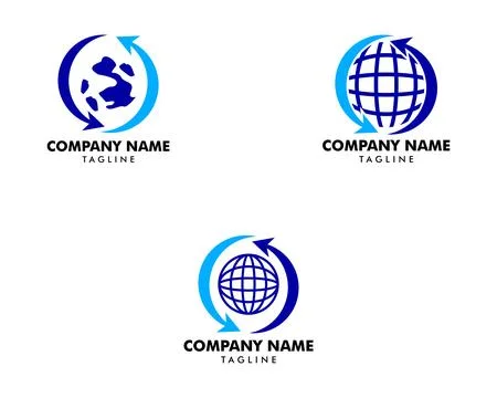Set of Globe Global Sphere Exchange Logo Stock Illustration