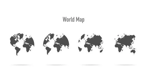 Set globe icon, world map in flat style, vector Stock Illustration