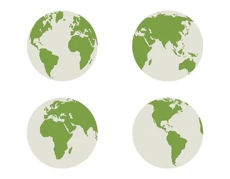 Set Globe isolated world planet earth map icon on white background, Earth d.. Stock Illustration
