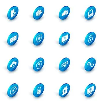 Set Globe key, Cloud computing lock, Safe combination, Bricks, and shield イラスト素材