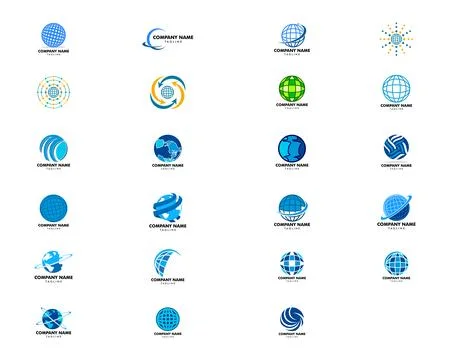 Set of Globe logo template vector icon illustration design 库存插图