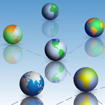Set of globe world map with shadow vector Stock Illustration