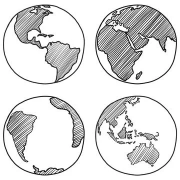 Set of globes different views of the Earth Stock Illustration