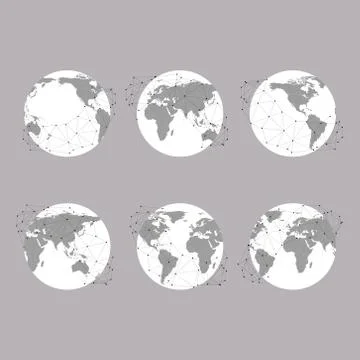 Set of globes, World Map Vector Illustration, background for communication 스톡 일러스트
