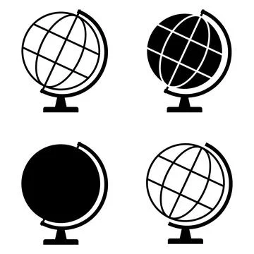 Set of Globus map icon, Earth sign globe symbol, website design concept vecto Stock Illustration