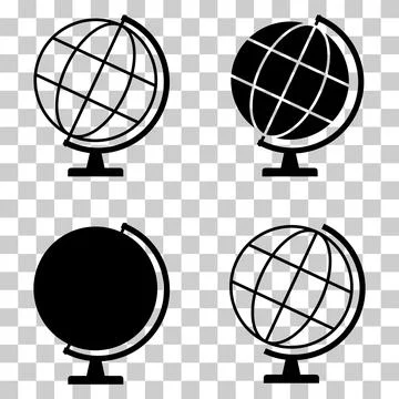 Set of Globus map icon, Earth sign globe symbol, website design concept vecto Stock Illustration
