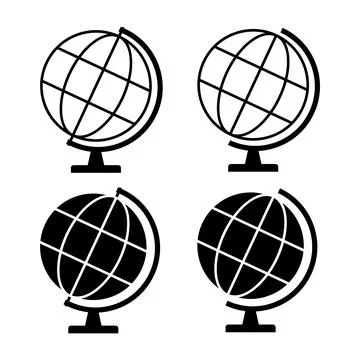 Set of Globus map icon, Earth sign globe symbol, website design concept vecto Stock Illustration