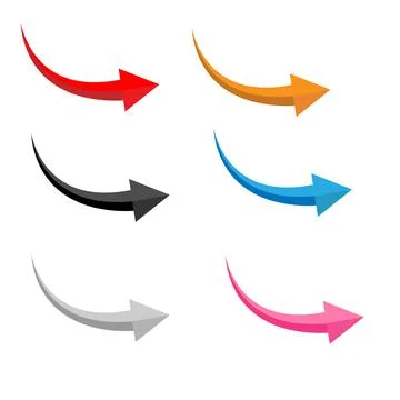 Set of glossy arrows on white background. flat style. arrow sign. Illustrazione stock