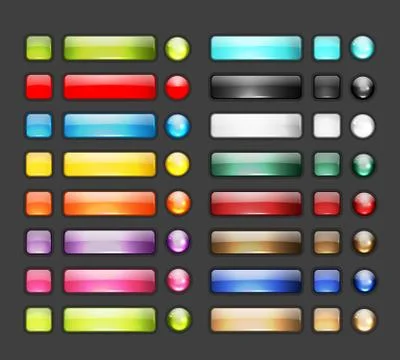 Set of glossy button icons for your design Stock Illustration