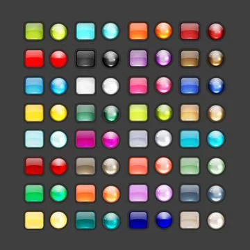 Set of glossy button icons for your design Stock Illustration