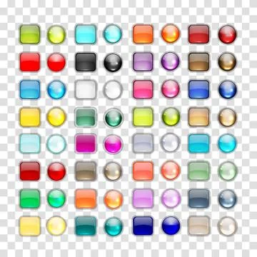 Set of glossy button icons for your design Stock Illustration