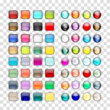 Set of glossy button icons for your design Stock Illustration