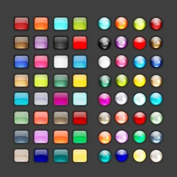 Set of glossy button icons for your design Stock Illustration
