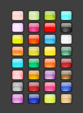 Set of glossy button icons for your design Stock Illustration