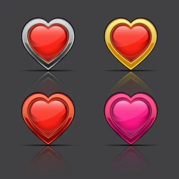 Set of glossy hearts. Stock Illustration