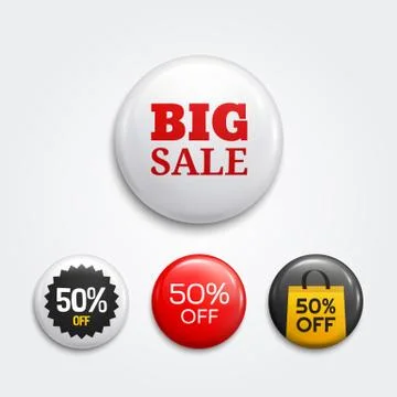 Set of glossy sale buttons or badges. Stock Illustration