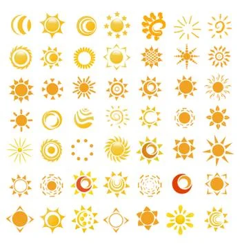 Set of glossy sun images vector illustration Stock Illustration