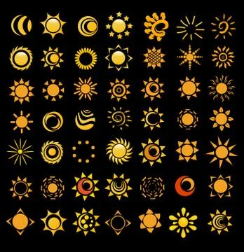 Set of glossy sun images vector illustration Stock Illustration