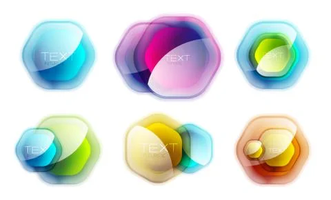 Set of glossy vector hexagon banners with reflection for business logo abstract Illustrazione stock